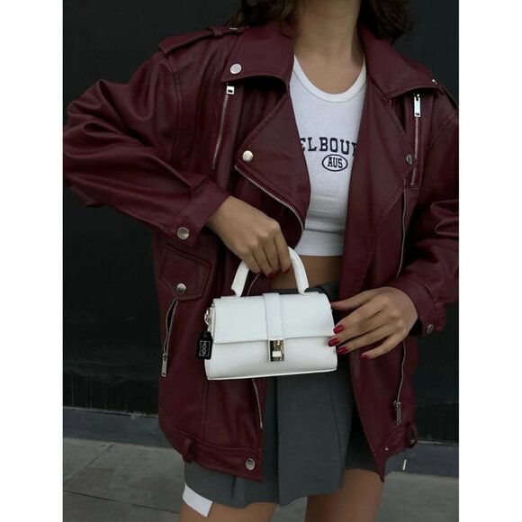 Women's White Small Faux Leather Mini Crossbody Elegant Design Shoulder Bag - Picture 6 of 9